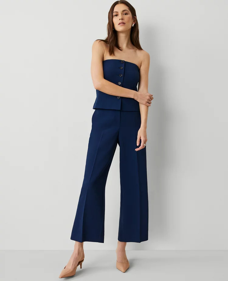 The Wide-Leg Cropped Pant in Fluid Crepe | Ann Taylor