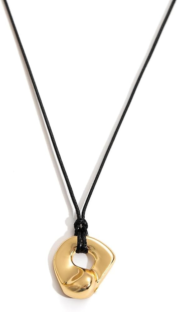 Minimalist Gold Abstract Pendant Necklace for Women and Men, Black Cord Adjustable Modern Art Nec... | Amazon (US)