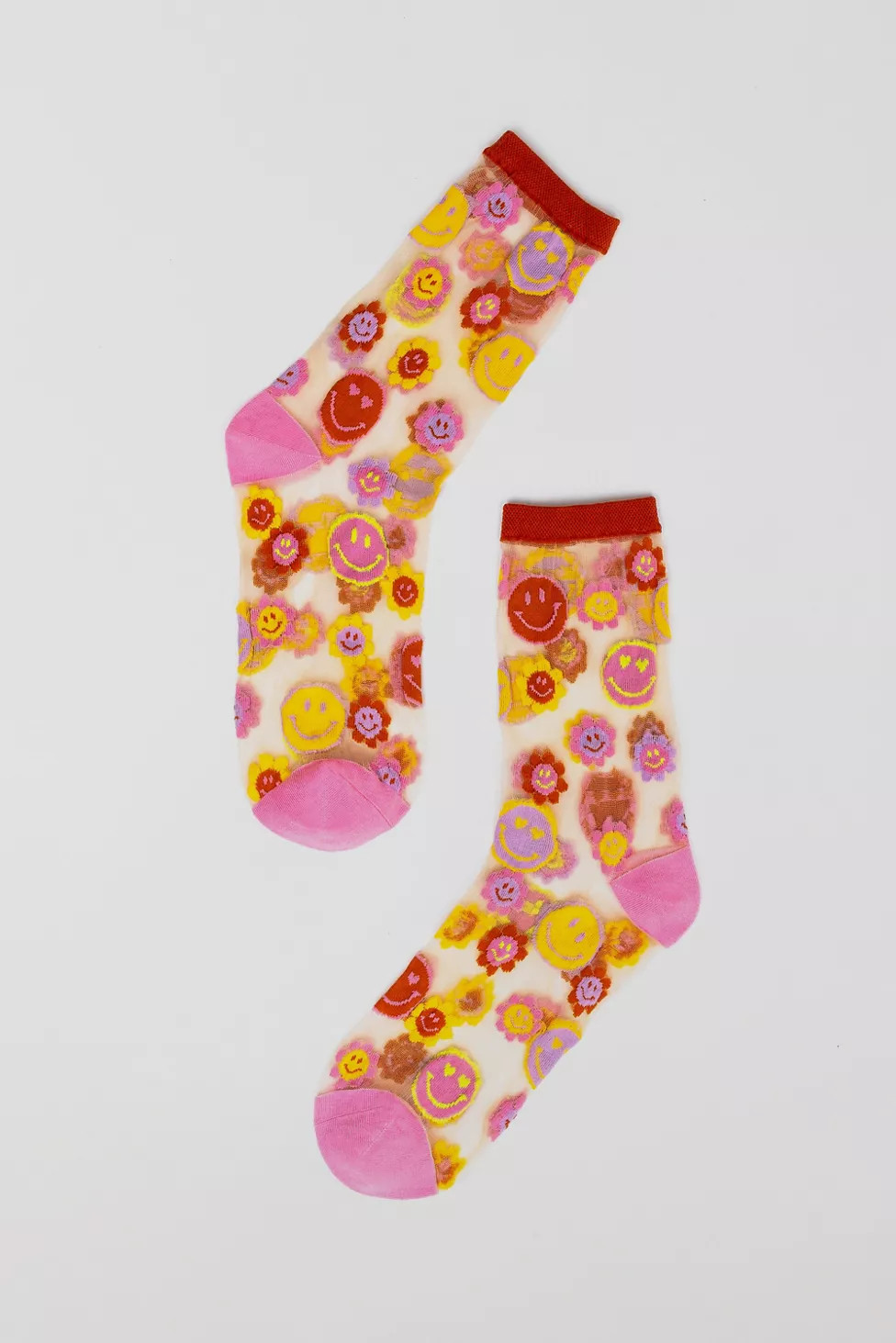Sock Candy Happy Face Daisy Sheer Sock | Urban Outfitters (US and RoW)