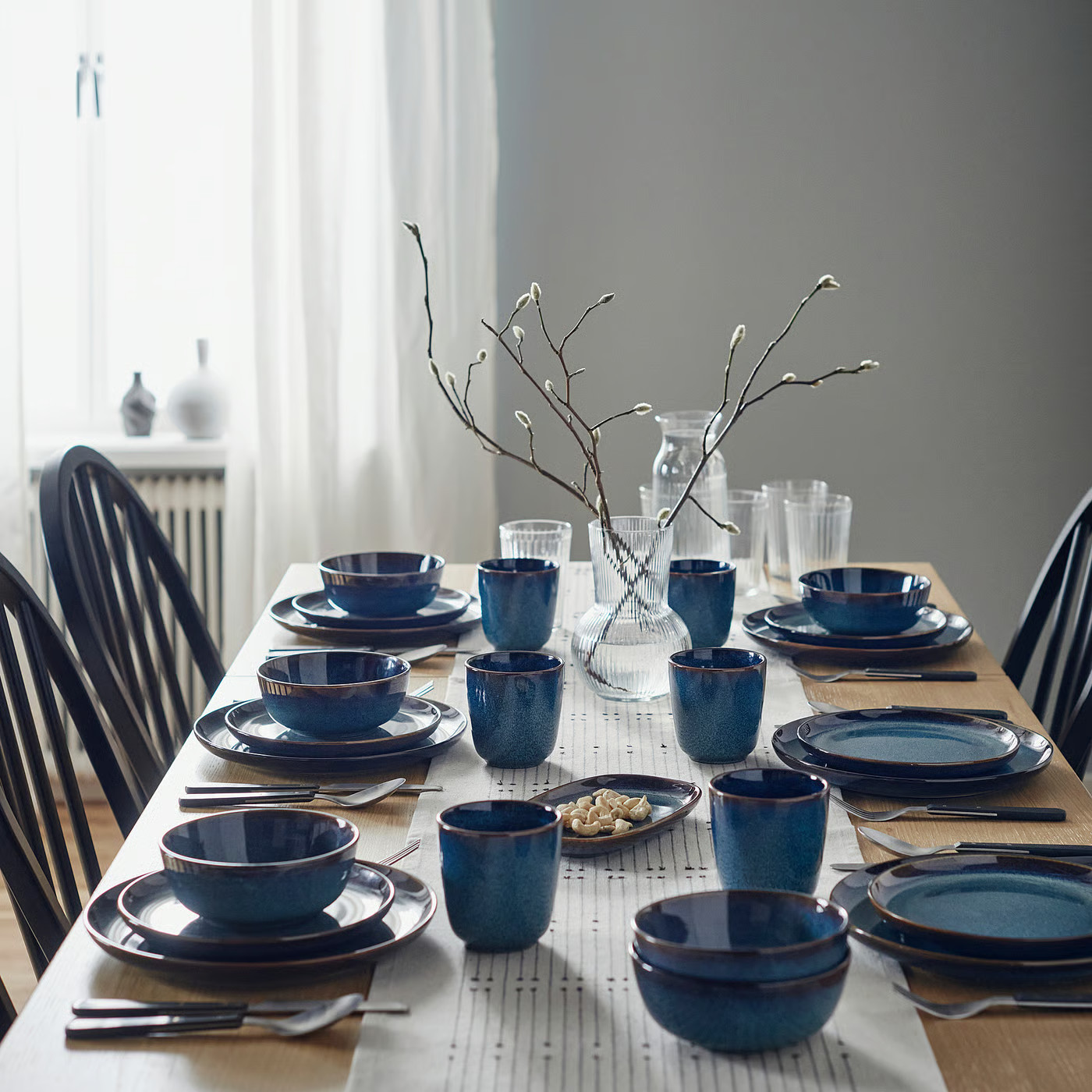 IKEA GLADELIG 18-piece dinnerware set, blue | IKEA US