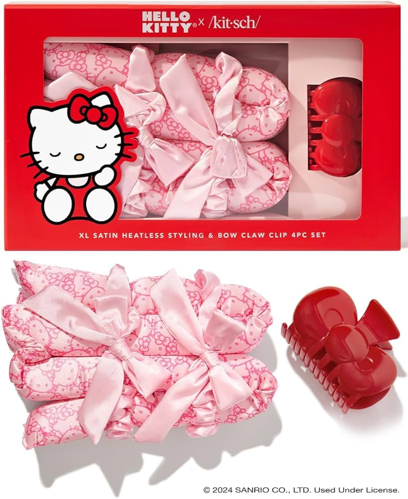 Hello Kitty x Kitsch XL Satin Heatless Curling Set- Heatless Hair Curler To Sleep In for Frizz-Fr... | Amazon (US)