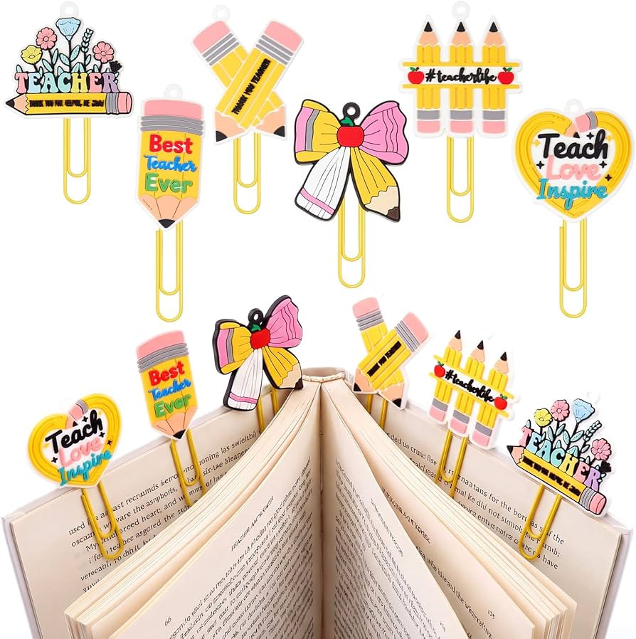 Zomiboo 6 Pcs Teacher Appreciation Week Gifts - Cute Pencil Shaped Teacher Paper Clips Teachers B... | Amazon (US)
