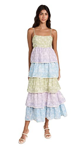 English Factory Women's Floral Print Maxi Tiered Dress, Multicolored, L | Amazon (US)