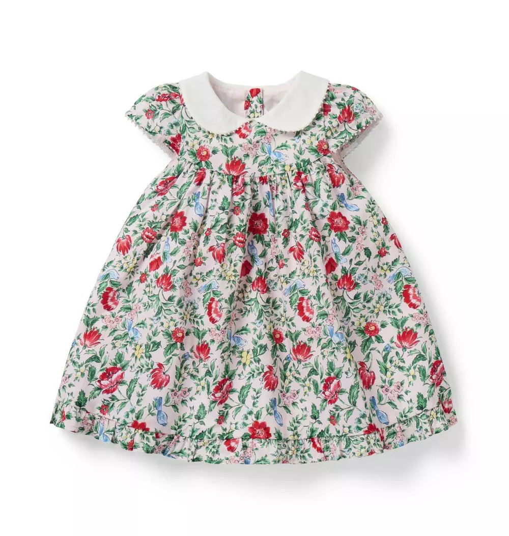 Janie and Jack | Baby Ditsy Floral Collared Dress - Pink / 18-24m | Janie and Jack