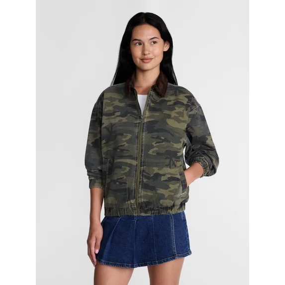 Madden NYC Women's Cotton Twill Bomber Jacket, Sizes XXS-XXL | Walmart (US)