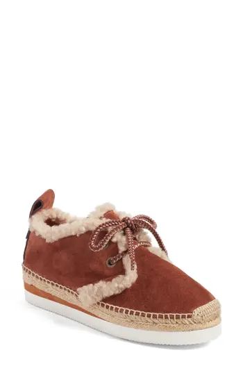 Women's See By Chloe Glyn Genuine Shearling Lace-Up Espadrille | Nordstrom