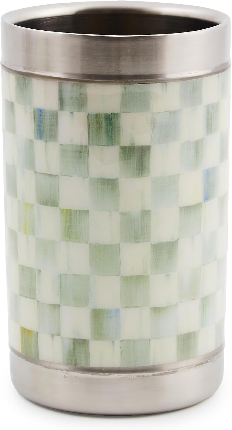 MACKENZIE-CHILDS Wine Bottle Cooler, Champagne and Wine Ice Bucket, Gray-and-White Sterling Check | Amazon (US)
