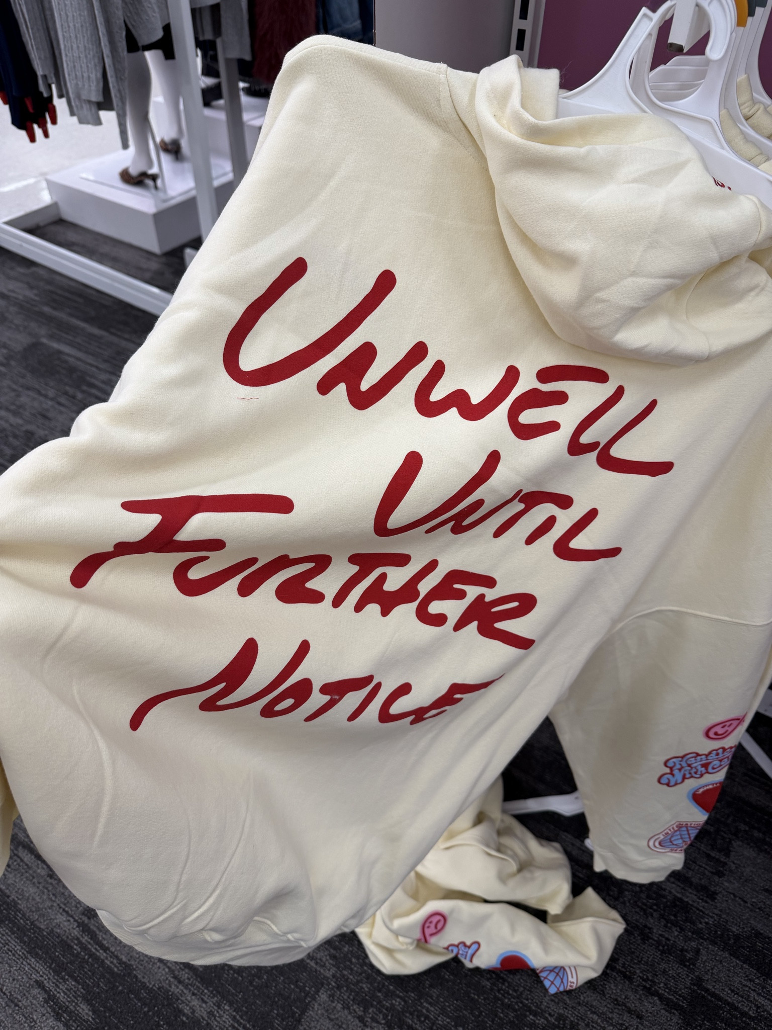 New at Target - Unwell X Target Collab! 

This is personally my favorite item out of all the collection pieces. The Hoodie that says “Unwell until Further Notice”.


Available items:
Women’s Unwell Good Company Graphic Pullover Sweatshirt in Blue

Unwell Baseball Hat in Yellow with quote graphic “Unwell until Further Notice XOXO”

Women’s Unwell With Love Graphic Hooded Pullover Sweatshirt in Red. 

Women’s Unwell Graphic Pullover Sweatshirt in Green

Women’s Unwell Graphic Hooded Pullover Sweatshirt in Yellow “Unwell until Further Notice” quote

Women’s Unwell Wide Leg Graphic Sweatpants in Green

Women’s Unwell Graphic Sweat Sorts in Red

Women’s Unwell Oversized Short Sleeve Graphic T-Shirt in Yellow with quote “unwell Handle with Care”

Women’s Unwell Wide Leg Graphic Sweatpants in blue

Women’s Unwell Henry Short Sleeve Graphic T-shirt in White

Women’s Unwell Oversized Short Sleeve Graphic T-shirt in Blue 

Unwell Baseball Hat in Green

Women’s Unwell Apparel Short Sleeve Graphic T-Shirt

Women’s Unwell Graphic Sweat Shorts in Yellow

Unwell Handle Tote Bag in Red

Unwell Handle Tote Bag in Blue








#LTKMidsize #LTKPlusSize #LTKmomlife