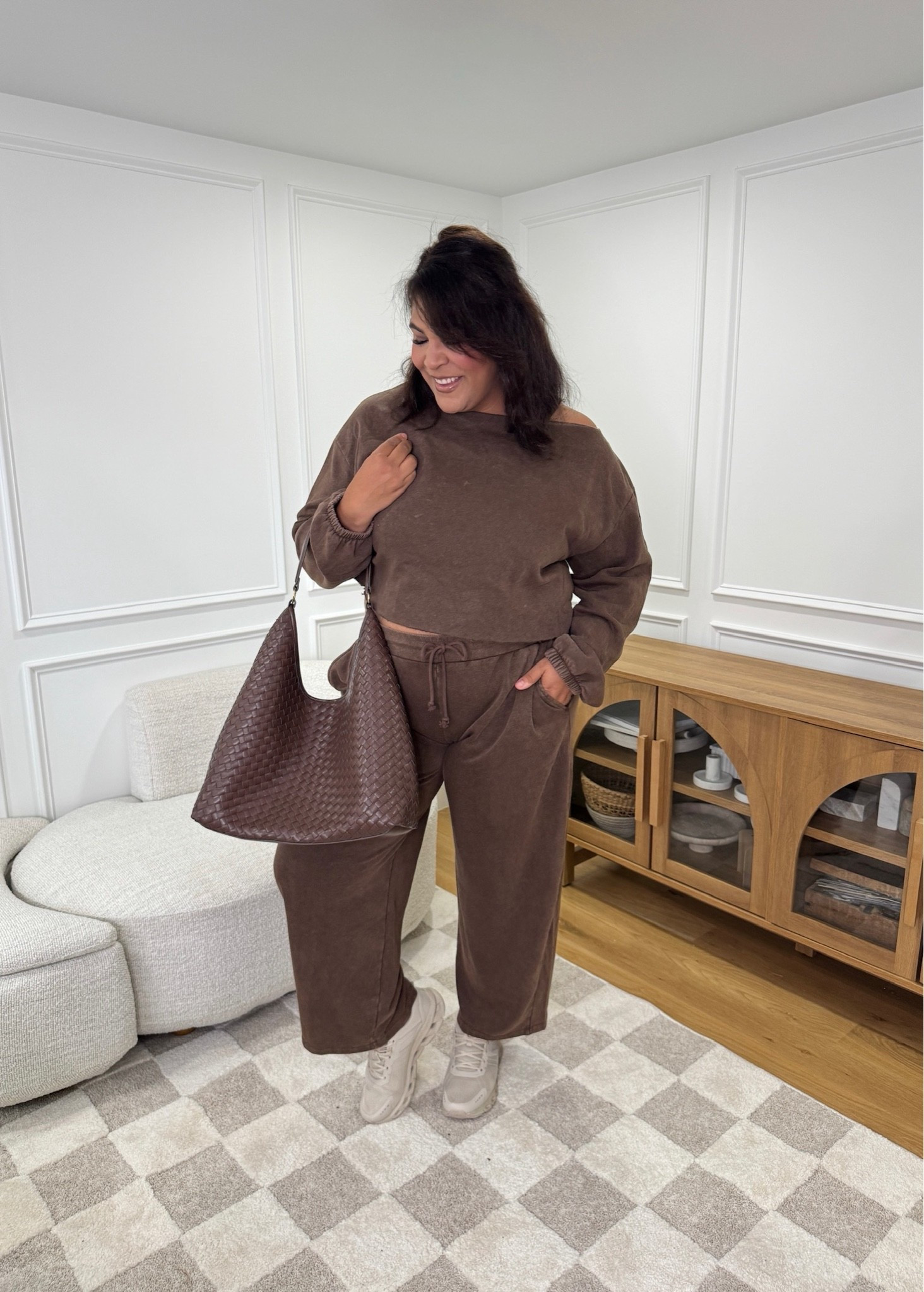 Chocolate brown everything 🤎🍫 This matching set is giving comfy but still put together, and I’m OBSESSED with the oversized woven bag with it! Such an easy fall mom outfit for errands, school drop-off or coffee runs. 🍂✨

Wearing a size xxl in the top and bottom

#FallOutfit #WalmartFashion #MomStyle #CasualStyle #LTKFinds

#LTKootd #LTKSeasonal #LTKMidsize