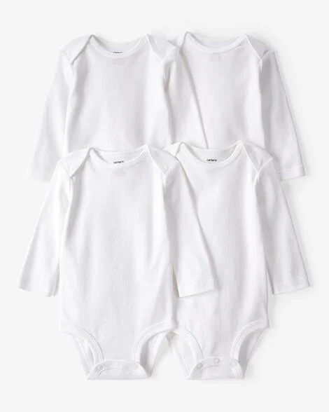 Baby 4-Pack Long-Sleeve Bodysuits - White | Carter's Inc