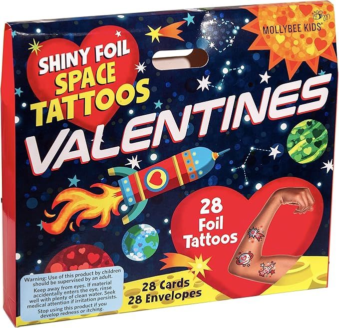 Shiny Foil Valentines Tattoos and Cards for Kids School Classrooms | Amazon (US)