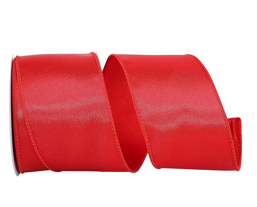 Reliant Ribbon 92575W-065-40F Satin Value Wired Edge Ribbon, 2-1/2 Inch X 10 Yards, Red | Amazon (US)