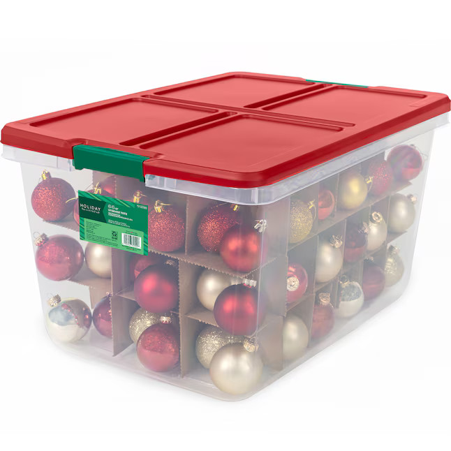 Holiday Living 54 -Compartment Clear Plastic Ornament Storage Box | Lowe's