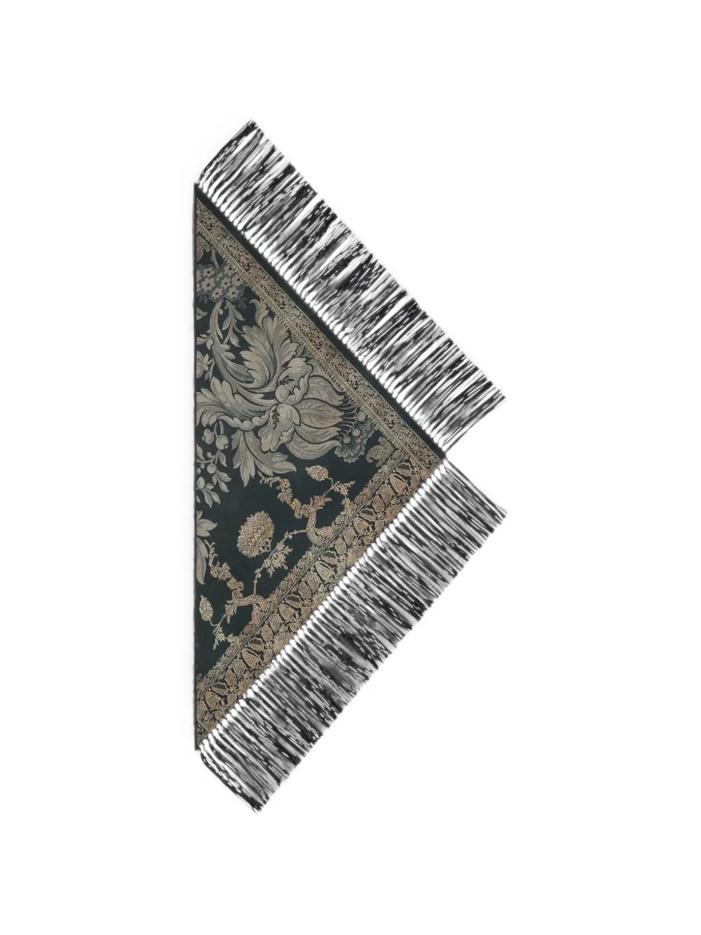 Pierre-Louis Mascia Pancake floral-print fringed scarf - Black | Farfetch Global
