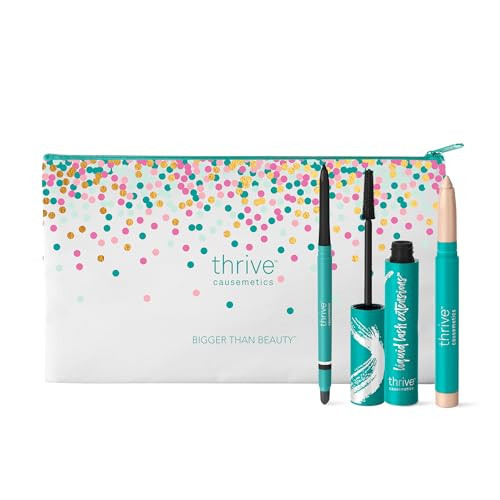 Thrive Causemetics Award-Winning Trio Makeup Kit, Liquid Lash Extensions Mascara (Brynn), Brilliant Eye Brightener Highlighter Stick (Stella), Infinity Waterproof Eyeliner (Lauren), & Makeup Bag | Amazon (US)