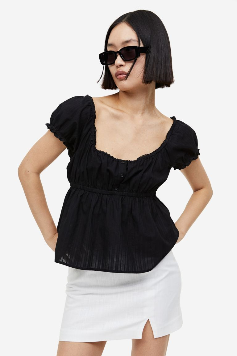 Lace-trimmed Button-top Blouse | H&M (US + CA)
