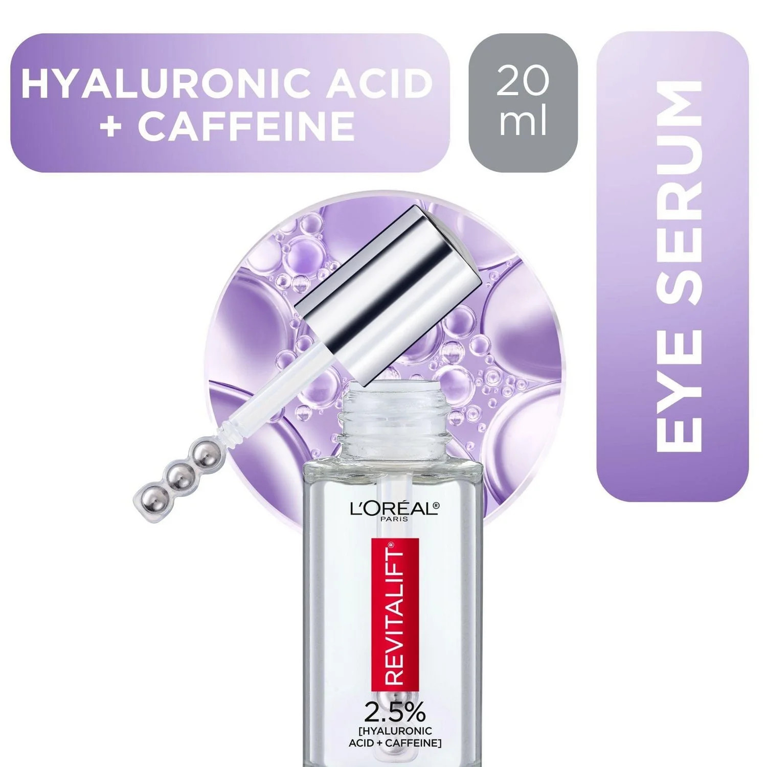 L'Oréal Paris Eye Serum Hyaluronic Acid + Caffeine, De-puffing Eye Serum, 20 mL | Walmart (CA)