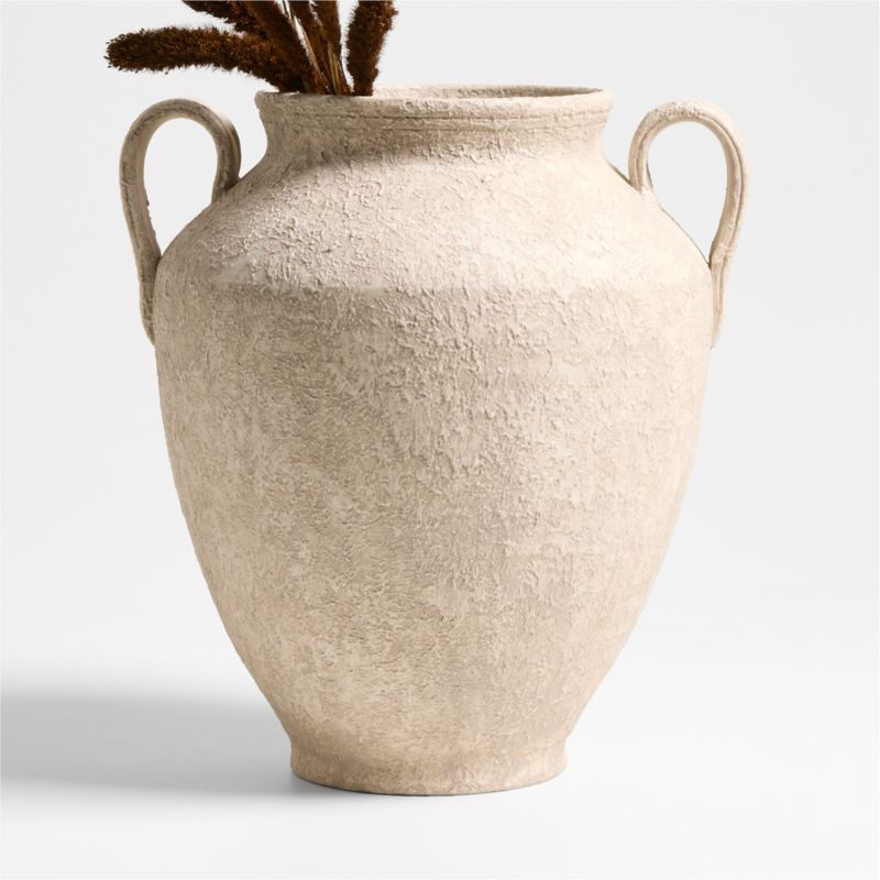 Antiguo White Terracotta Vase 16" + Reviews | Crate & Barrel | Crate & Barrel