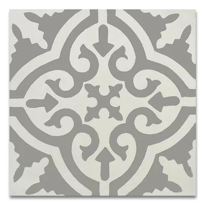 Argana 8" x 8" Handmade Cement Tile in Gray and White | Wayfair North America