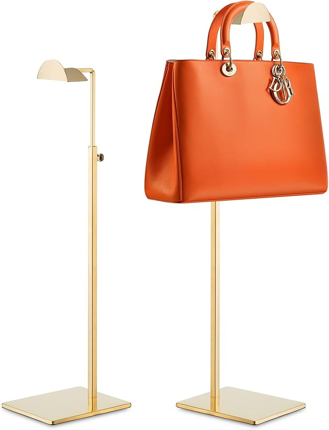Gold Handbag Display Stand - 2 Pack Table Polished Gold Purse Stands for Display - Adjustable Hei... | Amazon (US)