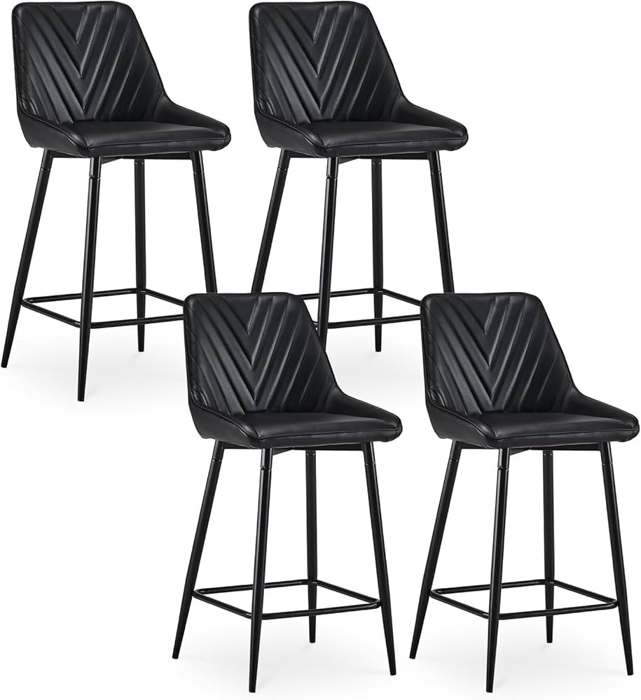CLIPOP Counter Height Bar Stools Set of 4, Faux Leather Bar Stool with Back(Arrow Pattern), Uphol... | Amazon (US)