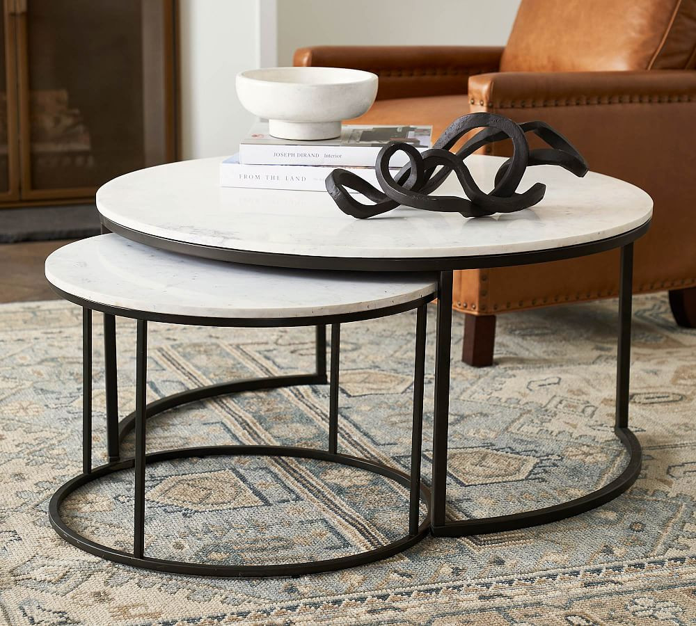 Delaney Round Marble Nesting Coffee Table | Pottery Barn (US)