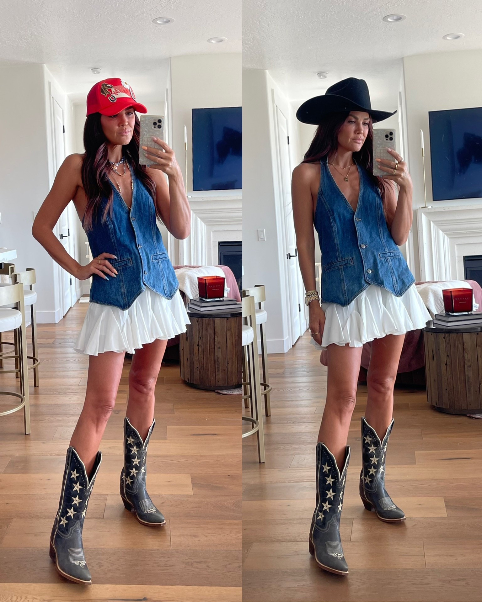 Styling my Laredo Boots with a white skirt and denim vest for summer! 

Hats: Gigi Pip - Code: Kristin15
Boots: Laredo 
Rings: Alco Jewelry 
Gold Necklaces: Electric Picks and Amanda Deer
Top and layered necklaces: Target

#LTKStyleTip #LTKShoeCrush #LTKSummerEdit