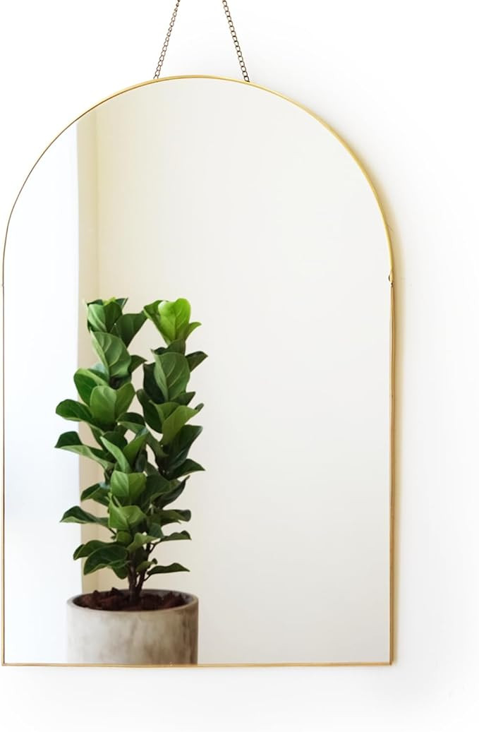 Hanging Wall Mirror, Gold Brass Trim, 12.6"x18.9"(32x48cm) Wall Art Decor for Living Room, Bathro... | Amazon (US)