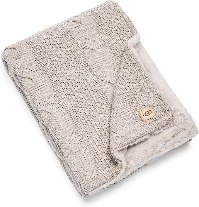 UGG Erie Blanket – Cable Knit Faux Fur Accent Throw – Fully Reversible Oversized Wrap Cozy Bl... | Amazon (US)