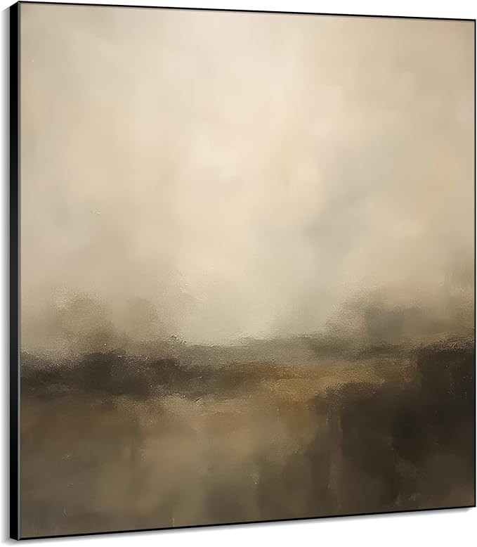 60"x60" XL Framed Wall Art - Neutral Landscape Soft Beige and Brown (Frame Assembly Required) | Amazon (US)