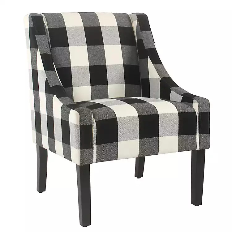 Black Buffalo Check Swoop Accent Chair | Kirkland's Home