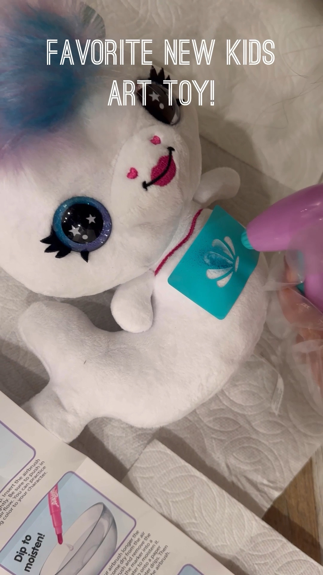 Airbrush Plush! This is my daughter’s favorite new toy she got for Christmas. You can paint it as many times as you want and then wash it clean and do it over and over! I’m already thinking we should buy the refill kit even though the ink is still good. My son also wanted to join in and airbrush the paper towels. Really fun art project!
There are all kinds of different plushy styles & kits.  

#kids #kidscrafts #kidstoys #homeschool #homeschoolart 



#LTKGiftGuide #LTKKids #LTKmomlife