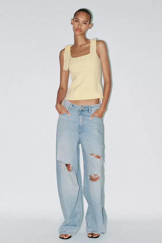 BOW DETAIL STRETCH TOP | Zara US