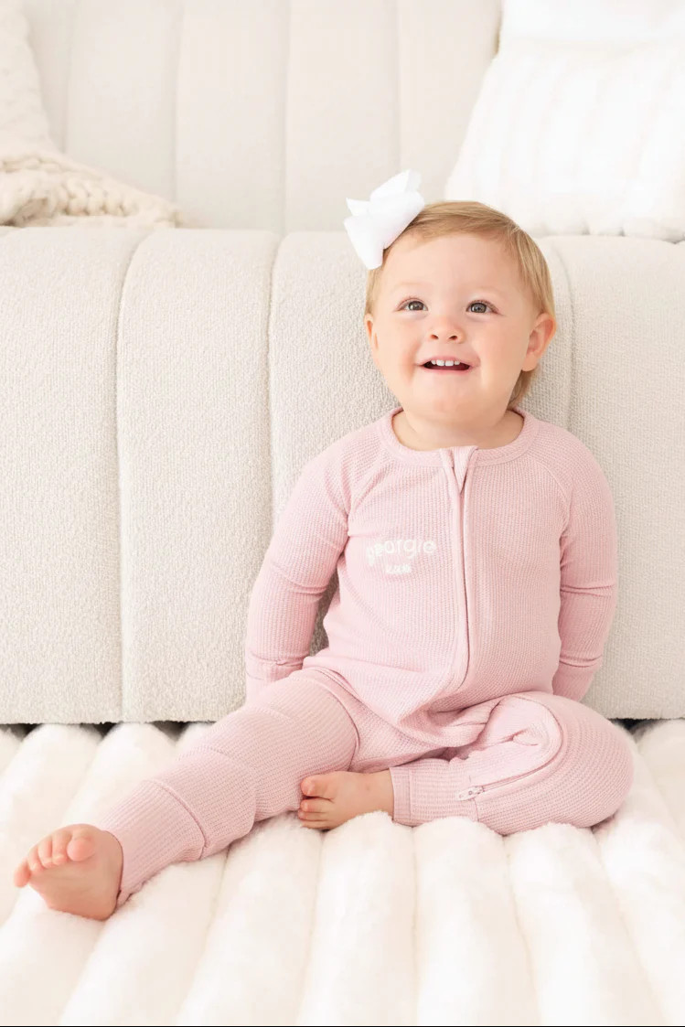 Embroidered Bamboo Waffle Convertible Zip Romper | Lotus | Caden Lane