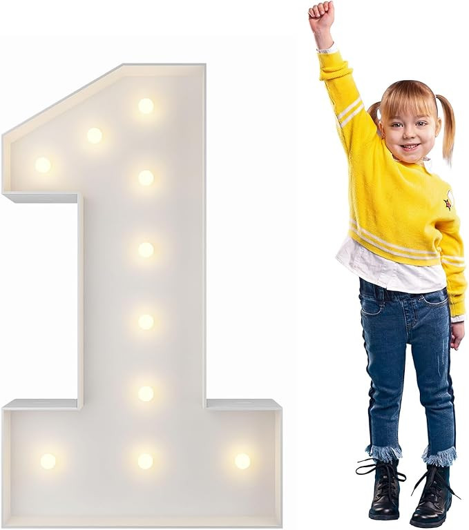 3FT Marquee Light Up Numbers Pre-Cut Frame Giant Marquee Numbers 1, Mosaic Numbers for Balloons, ... | Amazon (US)
