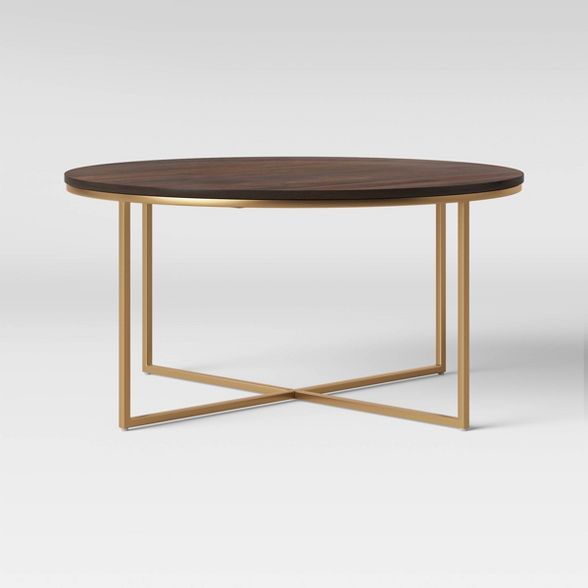 Dale Round Wood Coffee Table with Brass Base Coffee Brown - Project 62™ | Target