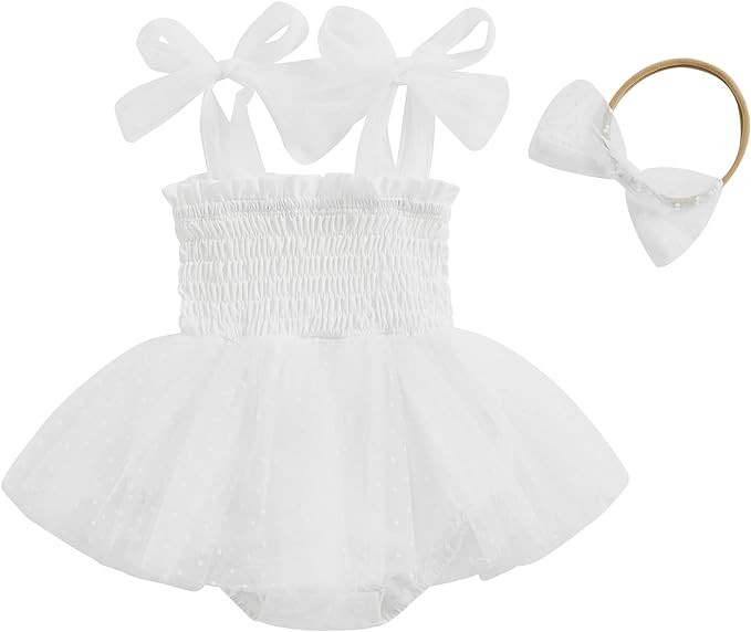 Murnouche Newborn Baby Girl Romper Dress Summer Clothes Boho Photoshoot Outfits with Headband | Amazon (US)