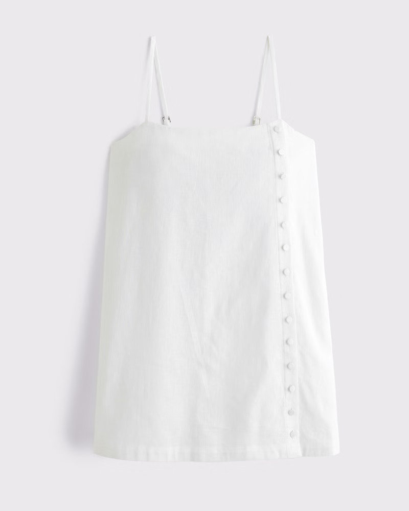Linen-Blend Button Skort | Abercrombie & Fitch (US)