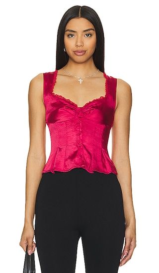 Mina Bustier Top in Red | Revolve Clothing (Global)