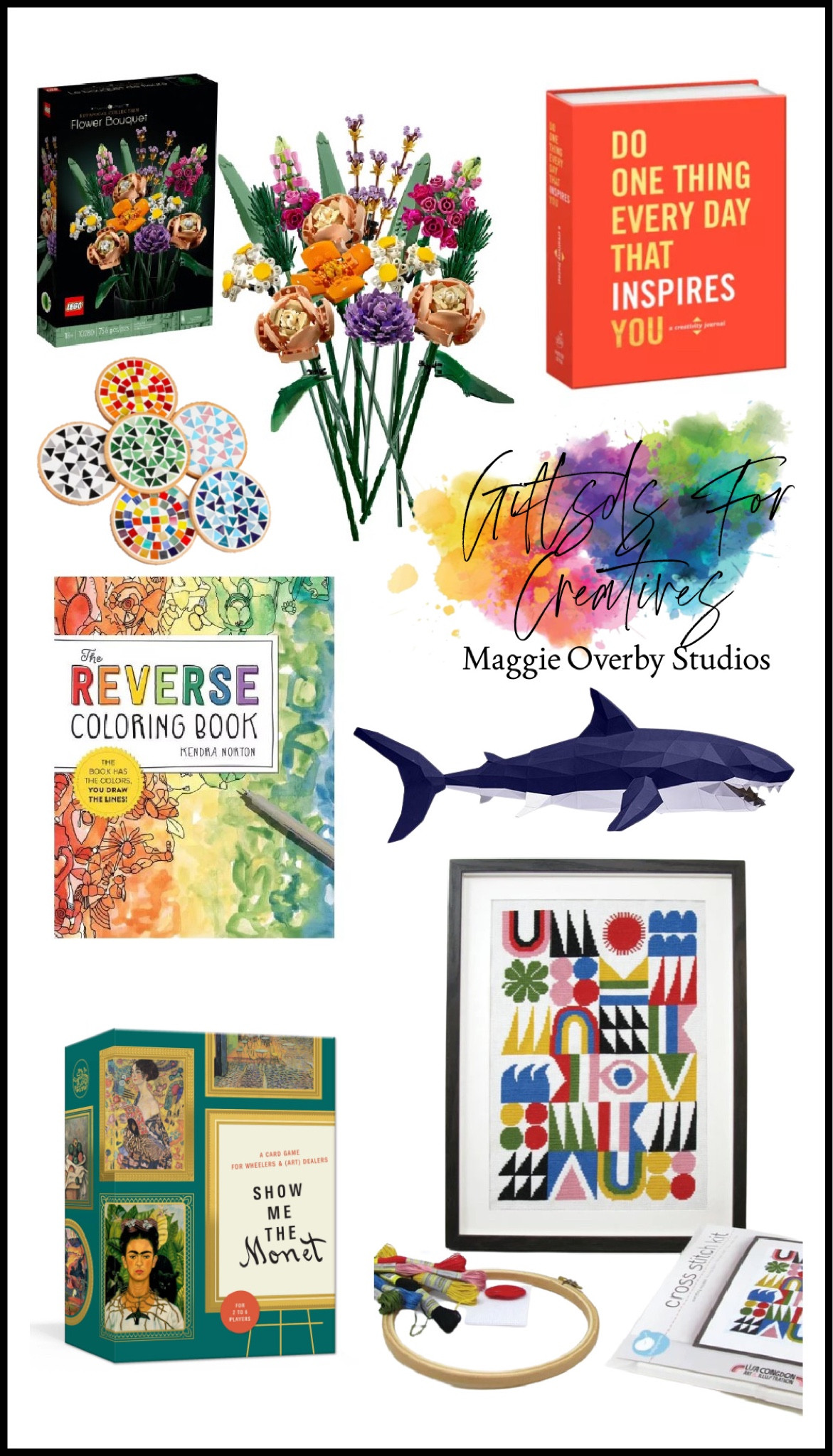 Gift guide for creative people, hobby lit, craft supplies, crafting gifts, needlepoint kit, Lego, paint by number, books, coaster kit

#LTKGiftGuide #LTKfamily #LTKhome