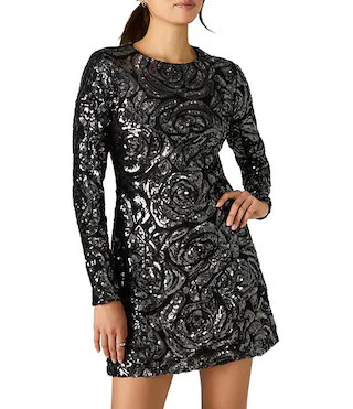 Steve Madden Floral Rosette Sequin Mini Dress | Dillard's | Dillard's