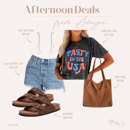 This outfit is perfect for Memorial Day or 4th of July, and for a limited time, it’s all on sale! Pair a patriotic graphic tee with cut off Levi’s shorts, Birkenstock look for less sandals, a tote bag, and dangling star earrings. 

Ootd, summer outfit, 4th of July, tall friendly shorts, Amazon fashion 

#LTKsalealert #LTKfindsunder50 #LTKstyletip