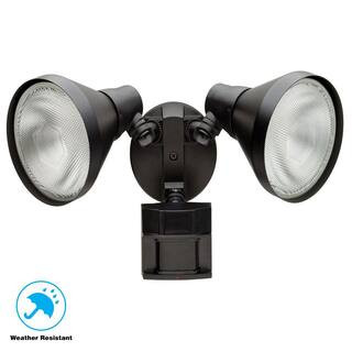 180 Degree Motion Sensor Black Outdoor Security Light | The Home Depot