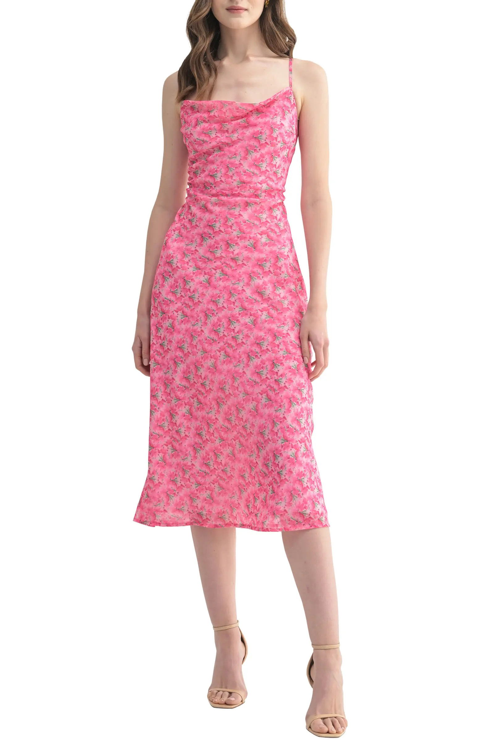 All in Favor Floral Cowl Neck Strappy Back Dress | Nordstrom | Nordstrom