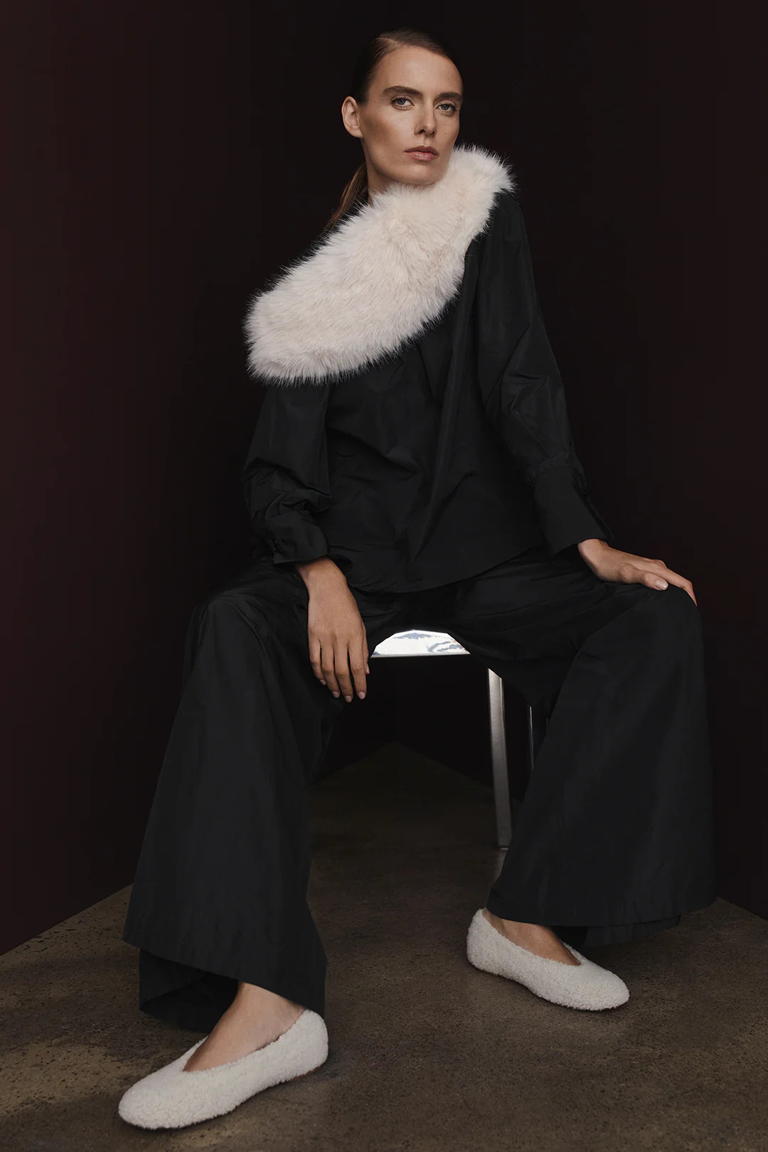 SHEARLING BALLET FLAT - NATURAL - Scanlan Theodore | Scanlan Theodore AU