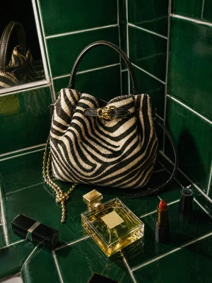 J.McLaughlin Women's The Mini Lex Pony Hair Handbag in Zebra Stripes Black/Off White | Leather | J.McLaughlin