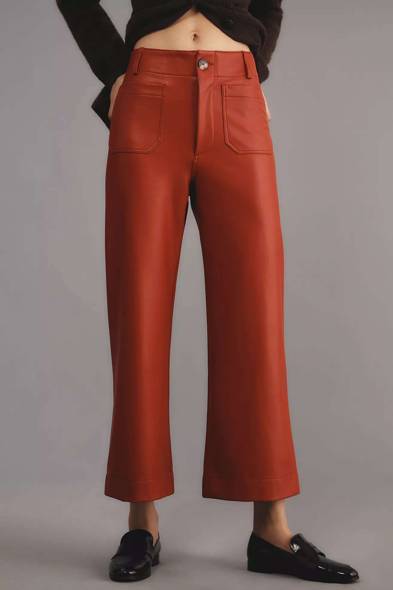 The Colette Cropped Wide-Leg Pants by Maeve: Faux-Leather Edition | Anthropologie (US)
