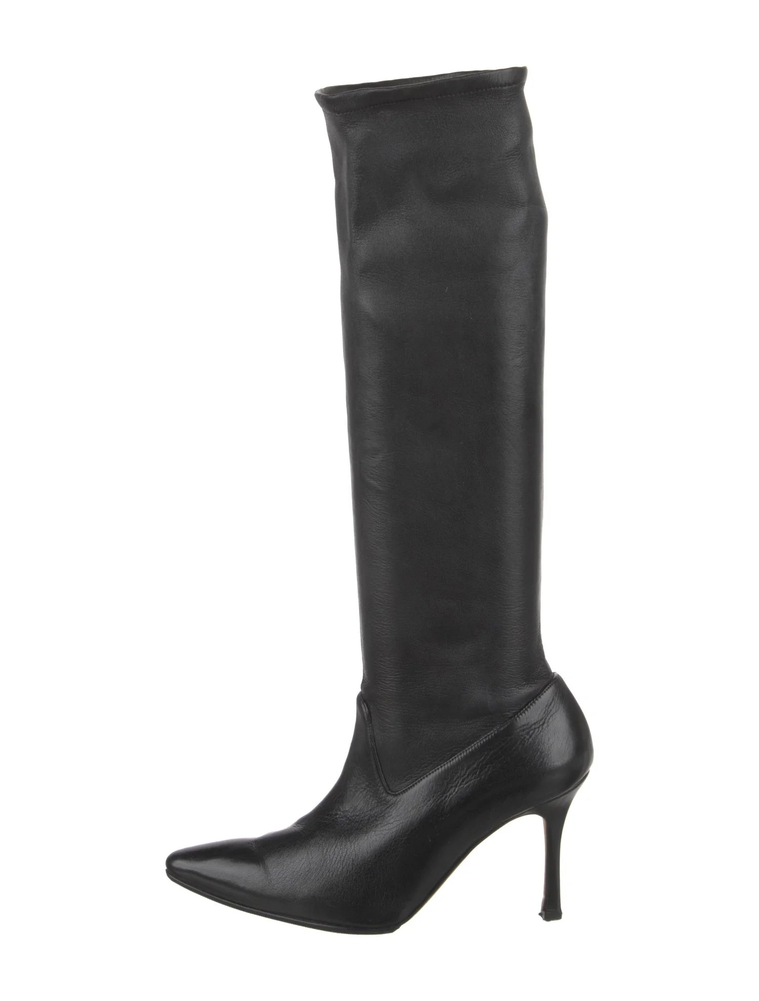 Manolo Blahnik Leather Boots - Black Boots, Shoes - MOO326476 | The RealReal | The RealReal