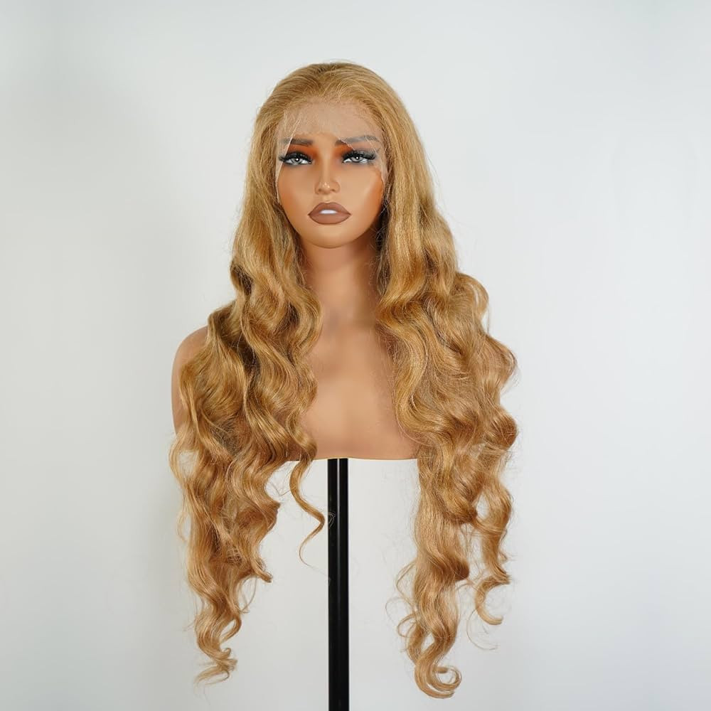 MISS FANCY Strawberry Blonde Long Curly Wigs For Black Women 13X6 Lace Frontal Wig Glueless Synth... | Amazon (US)