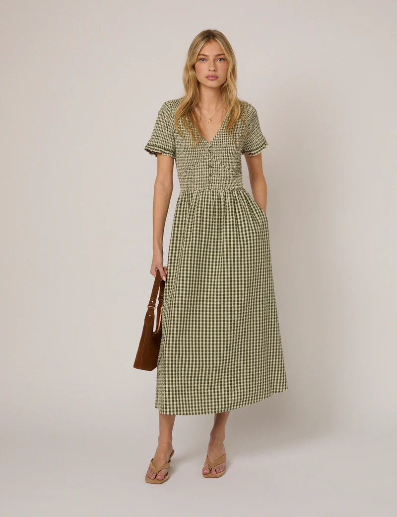 Green Gingham Eliza Midi Dress | Nobody's Child